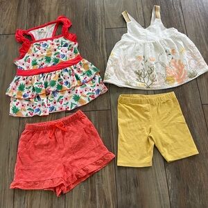 Two girls spring/summer outfits sets size 4-5T used-good